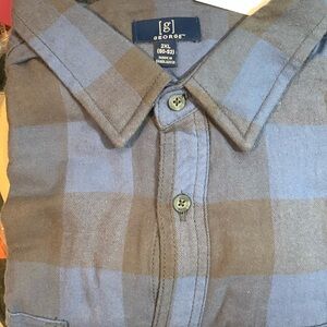 George NWT long sleeve blue/grey flannel 2XL